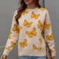 Butterfly Dropped Shoulder Crewneck Sweater