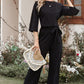 Belted Three-Quarter Sleeve Jumpsuit