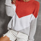 Color Block Round Neck Rib-Knit Sweater