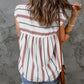 Striped V-Neck Tassel Tie Blouse