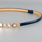 Rhinestone Flower Adjustable PU Leather Belt