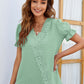 Swiss Dot Lace Trim Flounce Sleeve Blouse