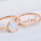Natural Moonstone and Zircon 18K Rose Gold-Plated Two-Piece Ring Set