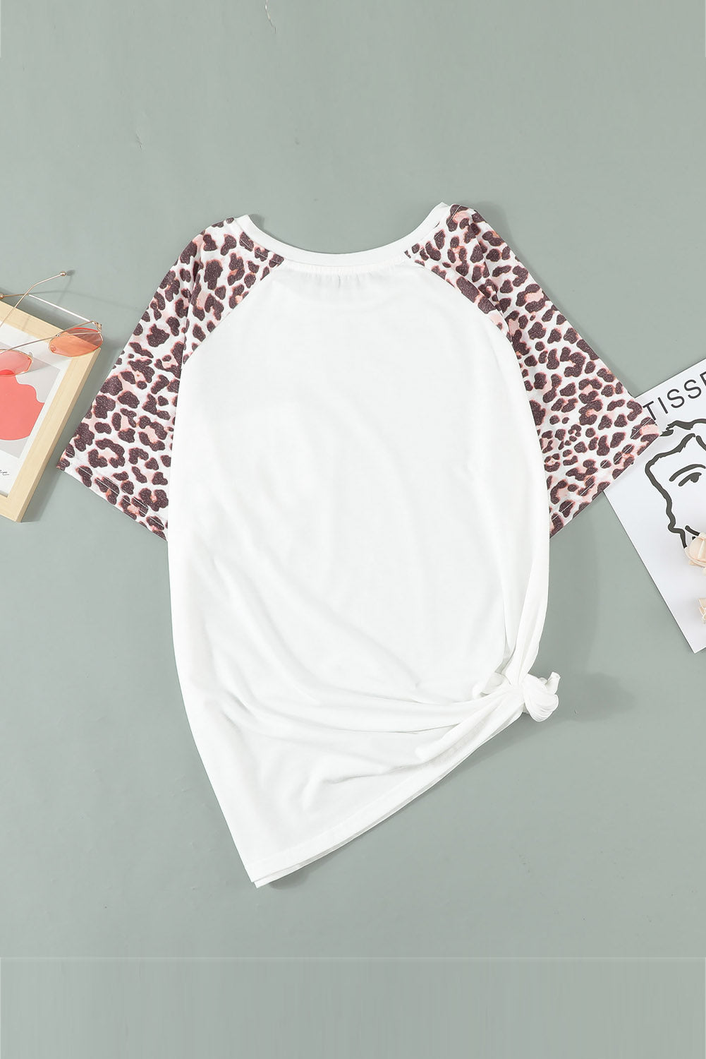 Plus Size Mixed Print Contrast Tee Shirt