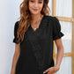 Swiss Dot Lace Trim Flounce Sleeve Blouse
