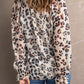 Leopard Button Down Ruched Flounce Sleeve Top