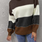 Color Block Lantern Sleeve Turtleneck Sweater