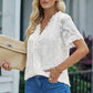 Applique Lace Trim V-Neck Blouse