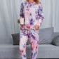 Tie-Dye Crewneck Top and Drawstring Waist Joggers Lounge Set