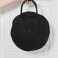 Justin Taylor Beach Date Straw Rattan Handbag in Black