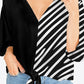 Printed Deep V Tie Hem Blouse