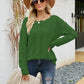 Scalloped Boat Neck Openwork Tunic Sweater