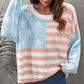 US Flag Side Slit Drop Shoulder Knit Pullover