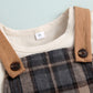 Baby Round Neck Tee and Plaid Overalls Set