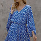 Floral Balloon Sleeve Ruffle Hem Dress