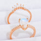 Natural Moonstone and Zircon 18K Rose Gold-Plated Two-Piece Ring Set
