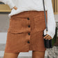 Buttoned Corduroy Mini Skirt