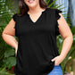Plus Size Flutter Sleeve Notched Blouse