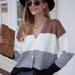 Color Block V-Neck Button Down Cardigan
