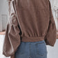 Lantern Sleeve Cropped Corduroy Jacket