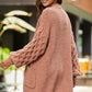 Open Front Ribbed Trim Duster Cardigan