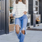 Striped Dropped Shoulder V-Neck Top