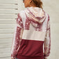 Snake Print Color Block Drawstring Detail Hoodie