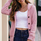 Cable-Knit Fleece Lining Button-Up Hooded Cardigan