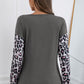 Leopard Patch Color Block Ribbed Top