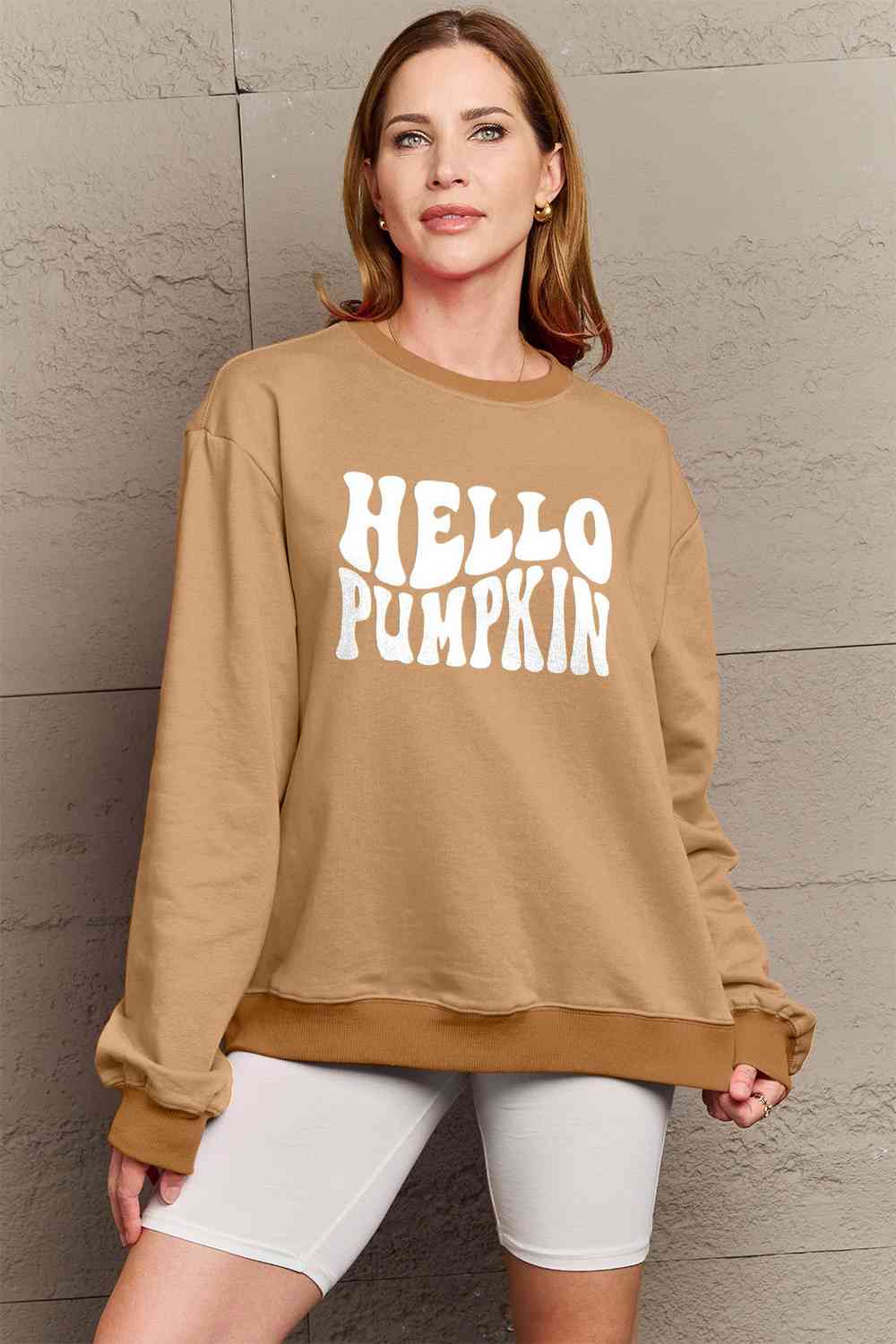 Simply Love Full Size HELLO PUMPKIN Graphic Sweatshirt