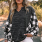 Plaid Notched Neck Top