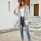 Two-Tone Open Front Fuzzy Longline Cardigan