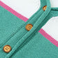 Color Block Buttoned V-Neck Sweater