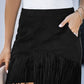 Fringe Detail Zip-Back Skirt with Pockets