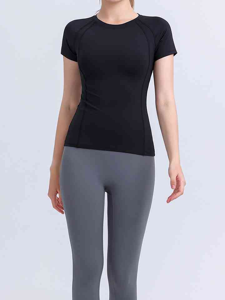 Round Neck Short Sleeve Active Top