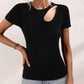Cutout Round Neck Short Sleeve Knit Top