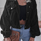 Lantern Sleeve Cropped Corduroy Jacket