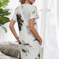 Tie-Dye Round Neck Tee Dress with Pockets