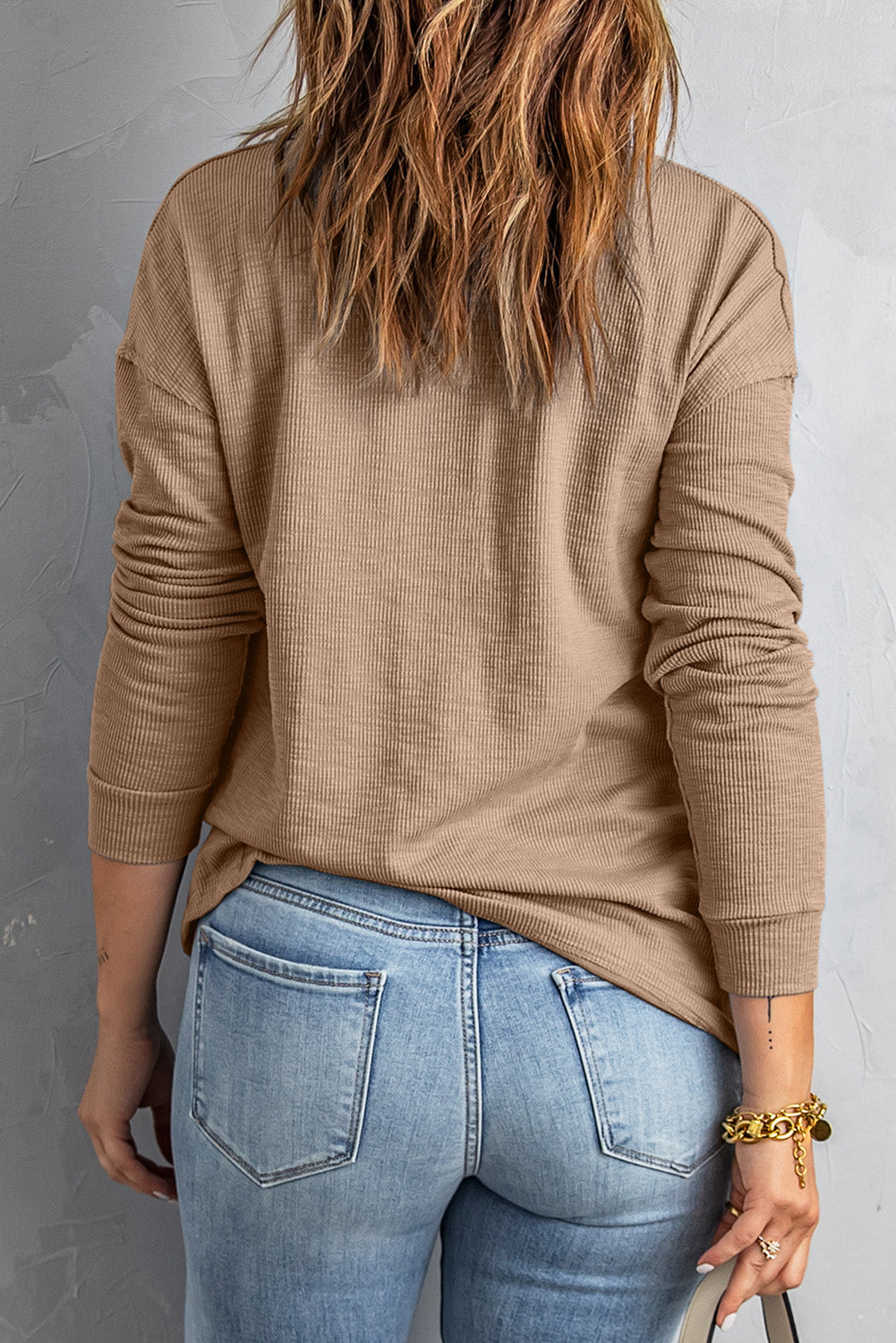 Half Button Collared Knit Top