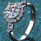 1 Carat Moissanite Rhodium-Plated Halo Ring
