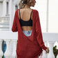 Drawstring Detail Open Back Scoop Neck Knit Top