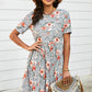 Striped Floral Short Sleeve  Dress with Pockets