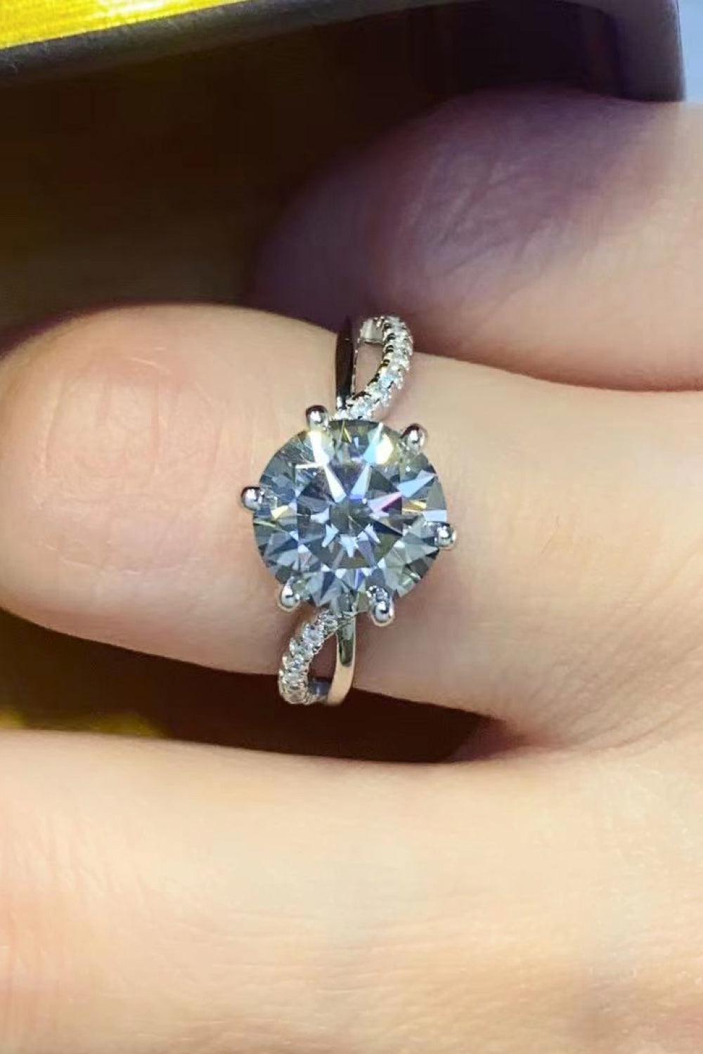 2 Carat Moissanite Ring in Smokey Gray