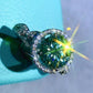 2 Carat Moissanite Emerald Green Ring