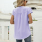 Swiss Dot Notched Neck Short Sleeve Top