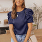 Puff Sleeve Round Neck Blouse