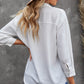 Textured Johnny Collar Three-Quarter Sleeve Blouse