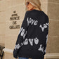 LOVE Ribbed Trim Round Neck Sweater