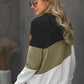 Full Size Range Color Block Cowl Neck Hoodie