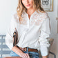 Spliced Lace High-Low Shirt